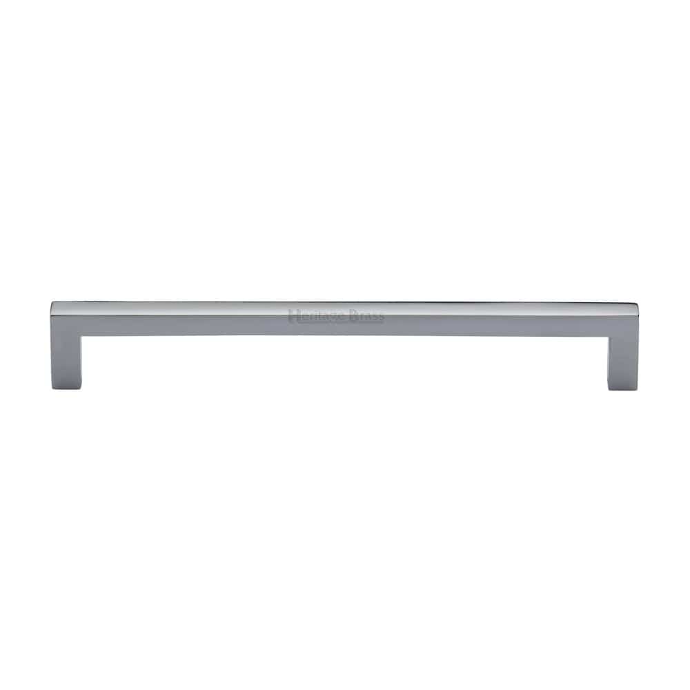 Heritage Brass Cabinet Hardware Polished Chrome / Cabinet Pull Handles / 192mm c/c Heritage Brass - Cabinet Pull Square Metro Design 192mm CTC Polished Chrome Finish