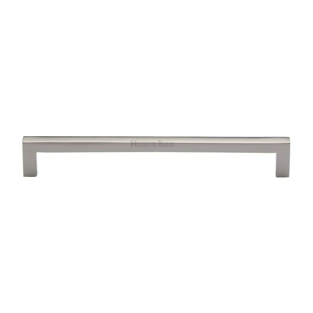Heritage Brass Cabinet Hardware Polished Nickel / Cabinet Pull Handles / 192mm c/c Heritage Brass - Cabinet Pull Square Metro Design 192mm CTC Polished Nickel Finish