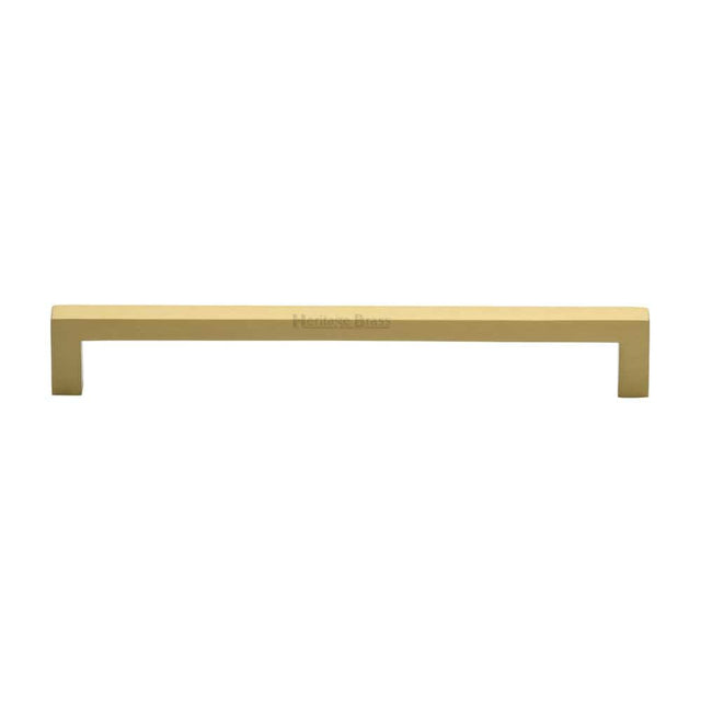 Heritage Brass Cabinet Hardware Satin Brass / Cabinet Pull Handles / 192mm c/c Heritage Brass - Cabinet Pull Square Metro Design 192mm CTC Satin Brass Finish