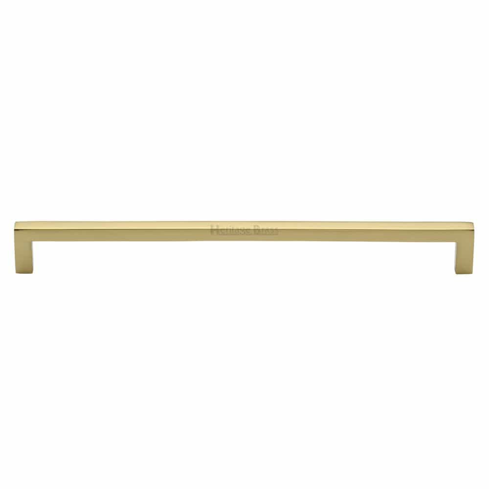 Heritage Brass Cabinet Hardware Polished Brass / Cabinet Pull Handles / 256mm c/c Heritage Brass - Cabinet Pull Square Metro Design 256mm CTC Polished Brass Finish