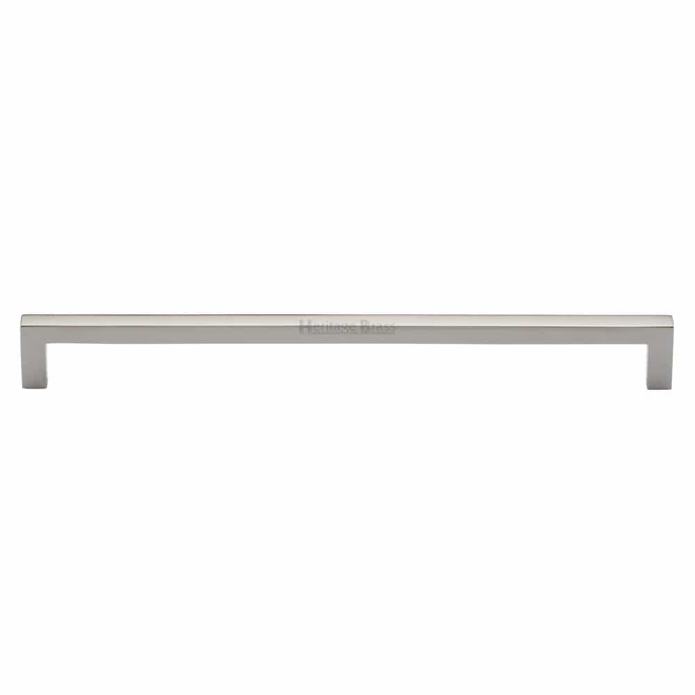 Heritage Brass Cabinet Hardware Polished Nickel / Cabinet Pull Handles / 256mm c/c Heritage Brass - Cabinet Pull Square Metro Design 256mm CTC Polished Nickel Finish
