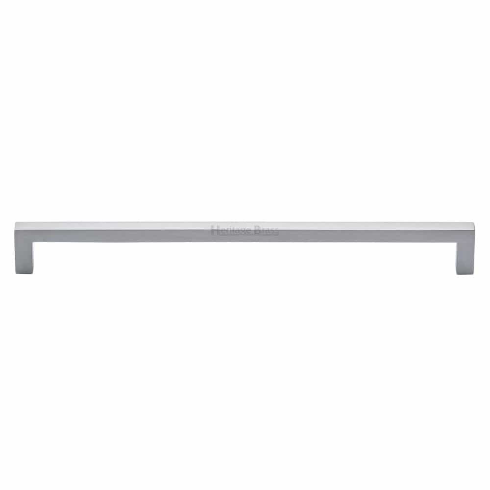 Heritage Brass Cabinet Hardware Satin Chrome / Cabinet Pull Handles / 256mm c/c Heritage Brass - Cabinet Pull Square Metro Design 256mm CTC Satin Chrome Finish