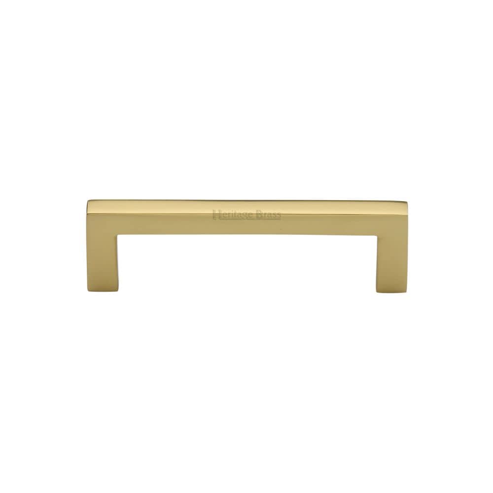 Heritage Brass Cabinet Hardware Polished Brass / Cabinet Pull Handles / 96mm c/c Heritage Brass - Cabinet Pull Square Metro Design 96mm CTC Polished Brass Finish