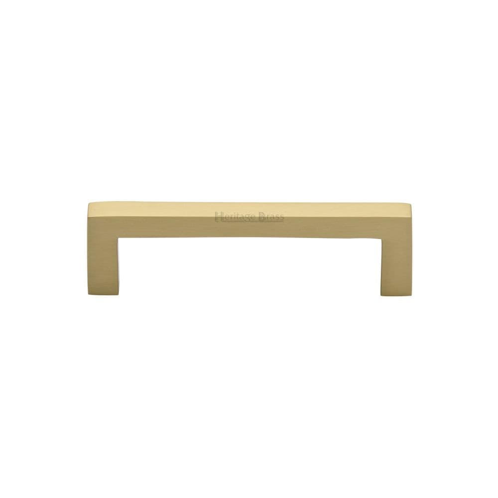 Heritage Brass Cabinet Hardware Satin Brass / Cabinet Pull Handles / 96mm c/c Heritage Brass - Cabinet Pull Square Metro Design 96mm CTC Satin Brass Finish