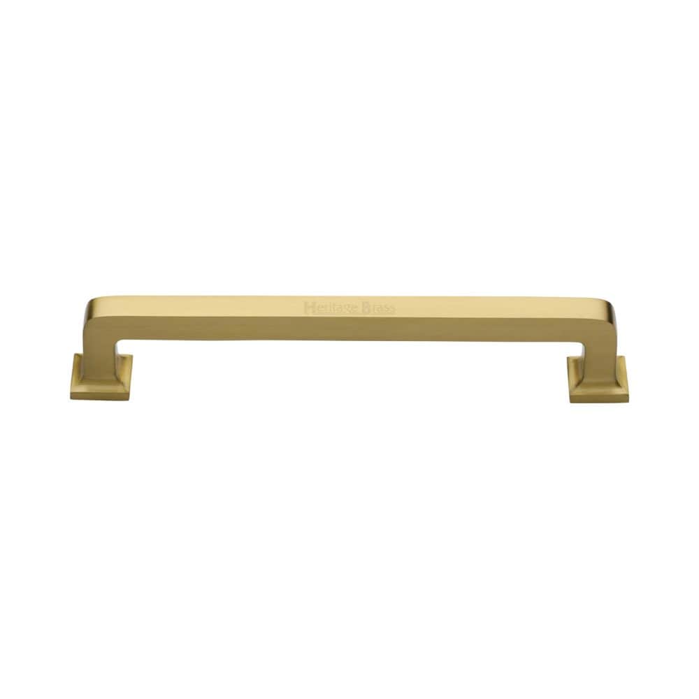 Heritage Brass Cabinet Hardware Satin Brass / Cabinet Pull Handles / 152mm c/c Heritage Brass - Cabinet Pull Square Vintage Design 152mm CTC Satin Brass Finish