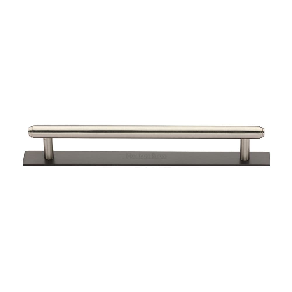Heritage Brass Cabinet Hardware Matt Bronze/Satin Nickel / Cabinet Pull Handles / 160mm c/c Heritage Brass - Cabinet Pull Step Design with Plate 160mm CTC Matt Bronze/Satin