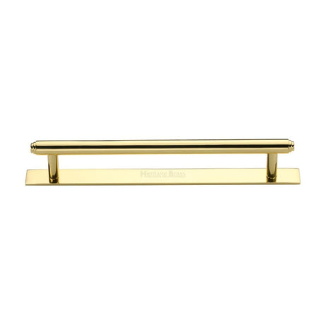 Heritage Brass Cabinet Hardware Polished Brass / Cabinet Pull Handles / 160mm c/c Heritage Brass - Cabinet Pull Step Design with Plate 160mm CTC Polished Brass Finish