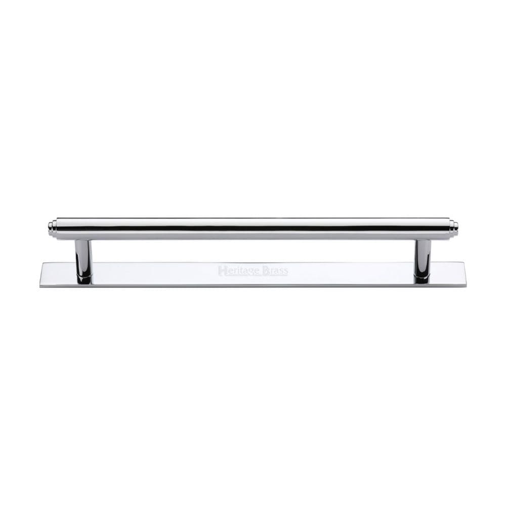 Heritage Brass Cabinet Hardware Polished Chrome / Cabinet Pull Handles / 160mm c/c Heritage Brass - Cabinet Pull Step Design with Plate 160mm CTC Polished Chrome Finis