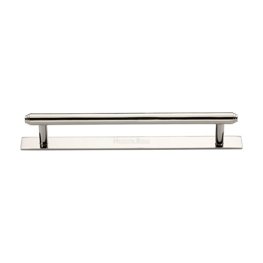 Heritage Brass Cabinet Hardware Polished Nickel / Cabinet Pull Handles / 160mm c/c Heritage Brass - Cabinet Pull Step Design with Plate 160mm CTC Polished Nickel Finis