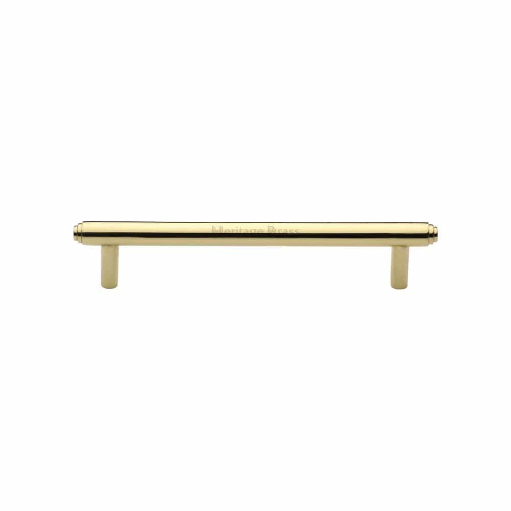 Heritage Brass Cabinet Hardware Polished Brass / Cabinet Pull Handles / 128mm c/c Heritage Brass - Cabinet Pull Stepped Design 128mm CTC Polished Brass Finish