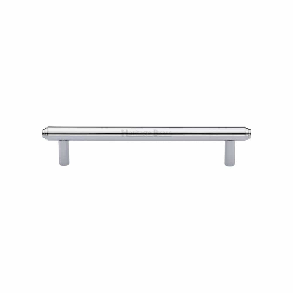Heritage Brass Cabinet Hardware Polished Chrome / Cabinet Pull Handles / 128mm c/c Heritage Brass - Cabinet Pull Stepped Design 128mm CTC Polished Chrome Finish