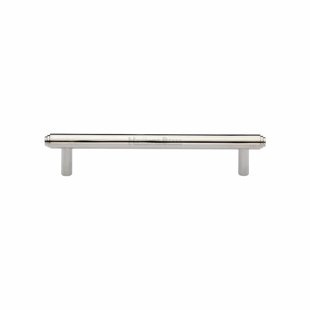 Heritage Brass Cabinet Hardware Polished Nickel / Cabinet Pull Handles / 128mm c/c Heritage Brass - Cabinet Pull Stepped Design 128mm CTC Polished Nickel Finish