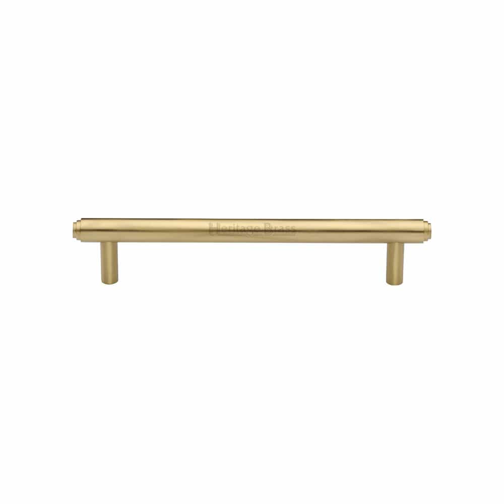 Heritage Brass Cabinet Hardware Satin Brass / Cabinet Pull Handles / 128mm c/c Heritage Brass - Cabinet Pull Stepped Design 128mm CTC Satin Brass Finish