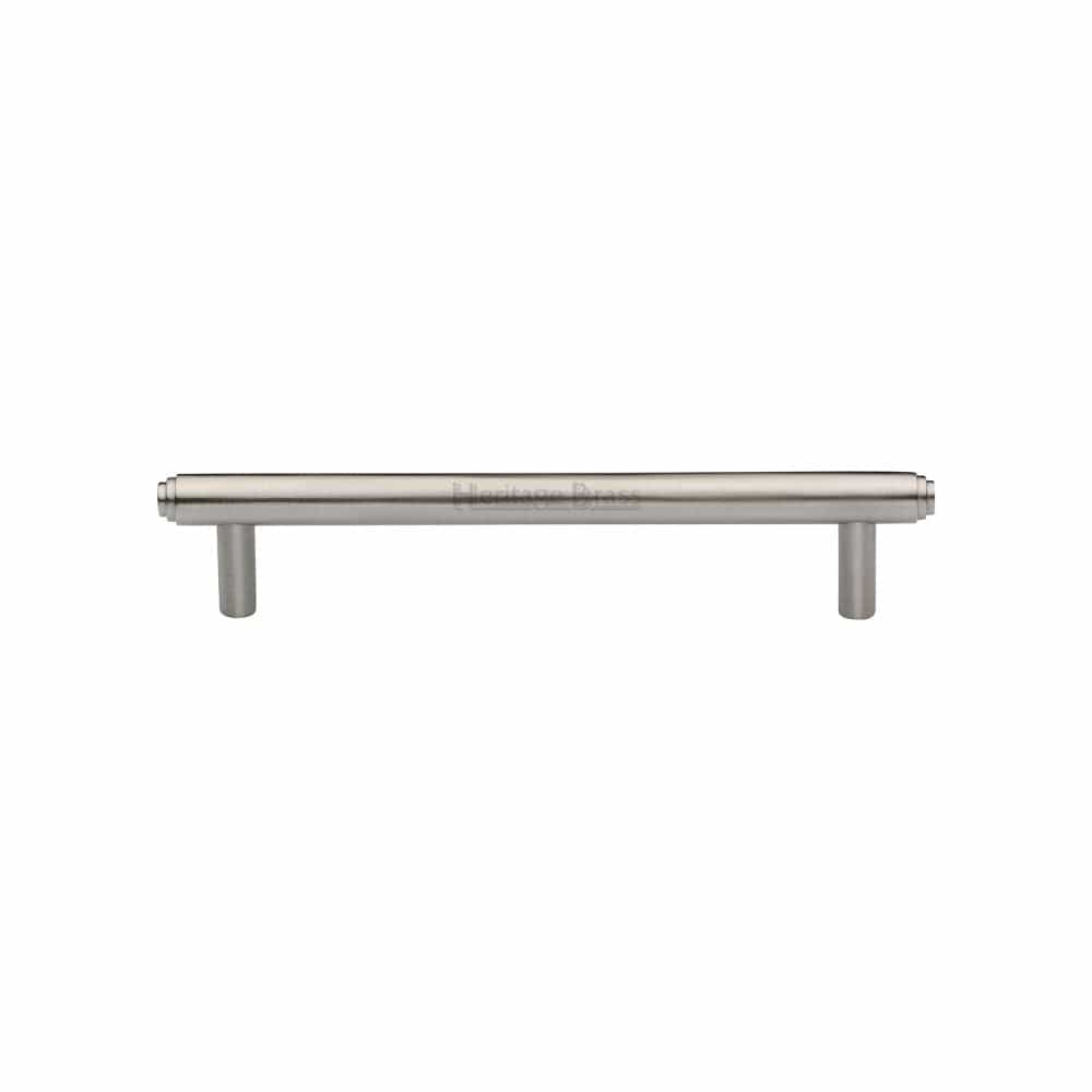 Heritage Brass Cabinet Hardware Satin Nickel / Cabinet Pull Handles / 128mm c/c Heritage Brass - Cabinet Pull Stepped Design 128mm CTC Satin Nickel Finish