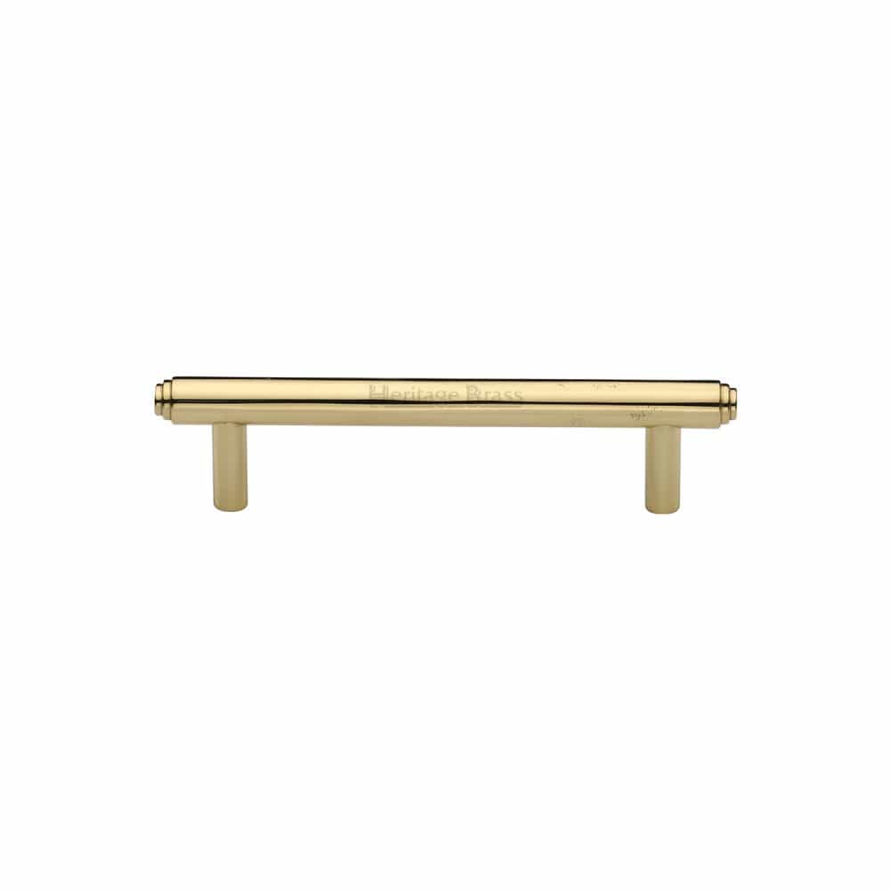 Heritage Brass Cabinet Hardware Polished Brass / Cabinet Pull Handles / 96mm c/c Heritage Brass - Cabinet Pull Stepped Design 96mm CTC Polished Brass Finish