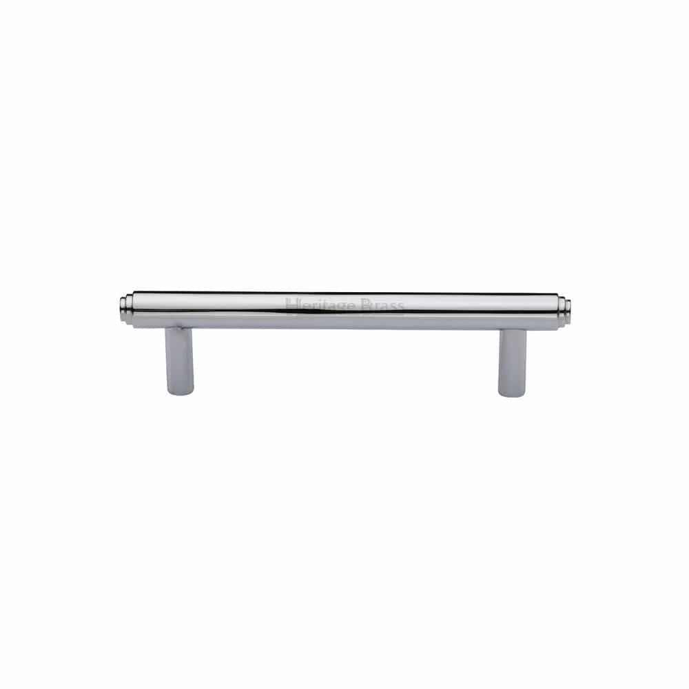 Heritage Brass Cabinet Hardware Polished Chrome / Cabinet Pull Handles / 96mm c/c Heritage Brass - Cabinet Pull Stepped Design 96mm CTC Polished Chrome Finish