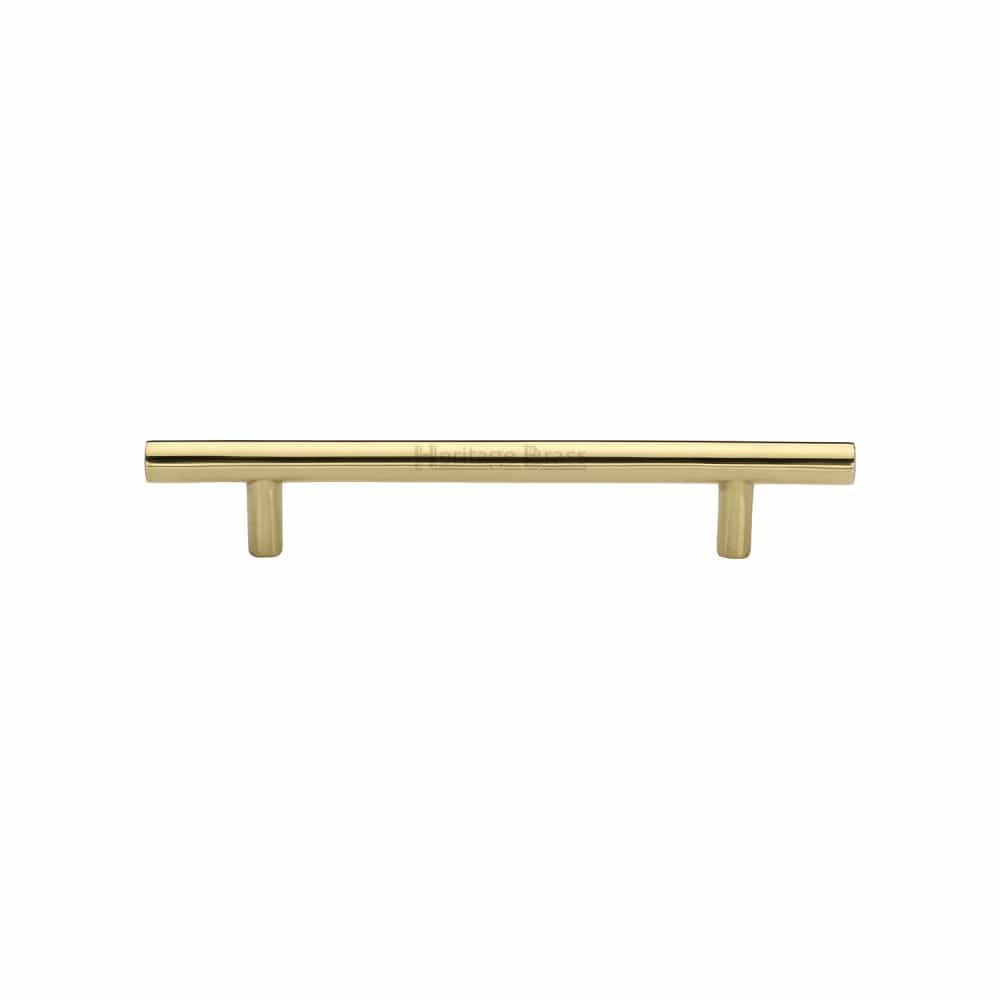 Heritage Brass Cabinet Hardware Polished Brass / Cabinet Pull Handles / 128mm c/c Heritage Brass - Cabinet Pull T-Bar Design 128mm CTC Polished Brass Finish