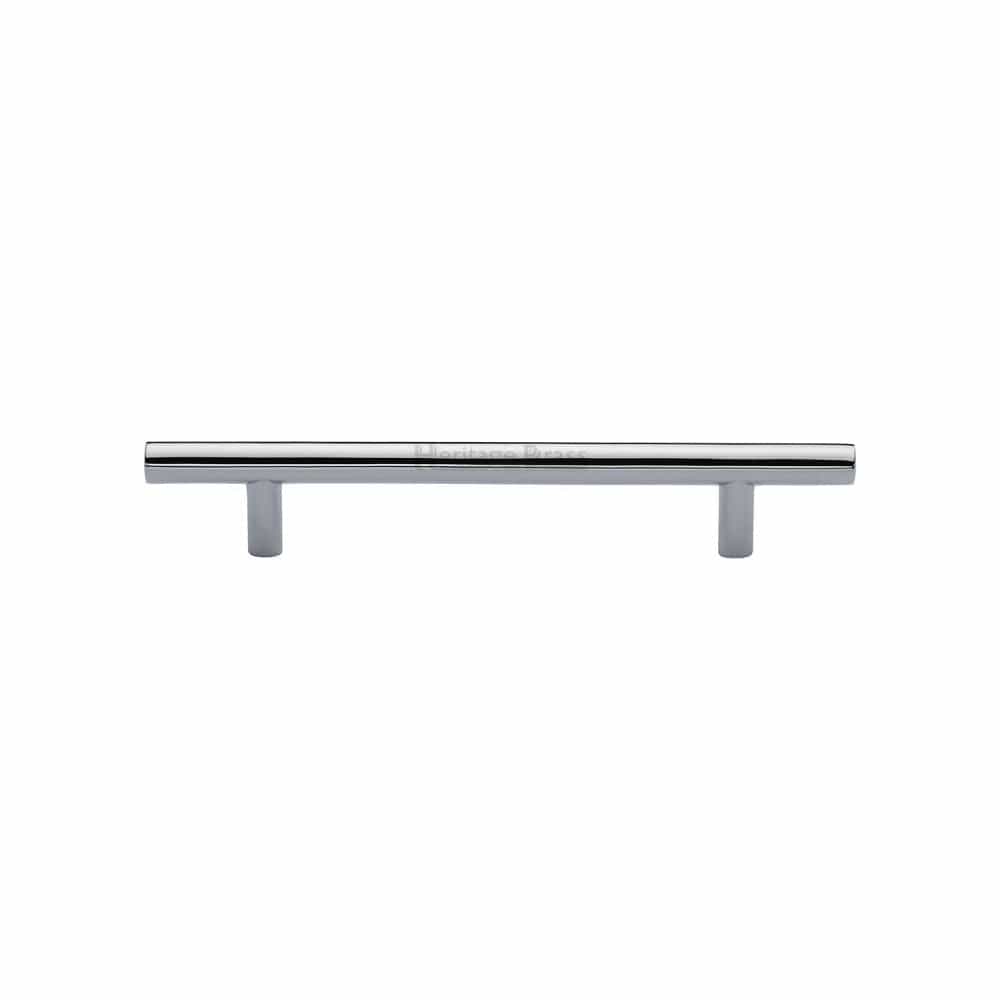 Heritage Brass Cabinet Hardware Polished Chrome / Cabinet Pull Handles / 128mm c/c Heritage Brass - Cabinet Pull T-Bar Design 128mm CTC Polished Chrome Finish