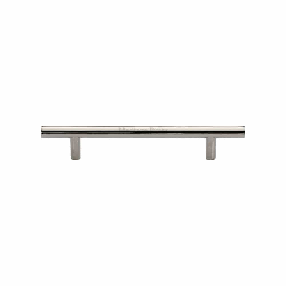 Heritage Brass Cabinet Hardware Polished Nickel / Cabinet Pull Handles / 128mm c/c Heritage Brass - Cabinet Pull T-Bar Design 128mm CTC Polished Nickel Finish