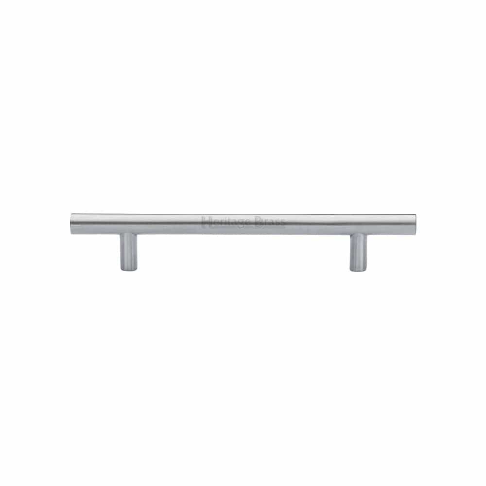 Heritage Brass Cabinet Hardware Satin Chrome / Cabinet Pull Handles / 128mm c/c Heritage Brass - Cabinet Pull T-Bar Design 128mm CTC Satin Chrome Finish