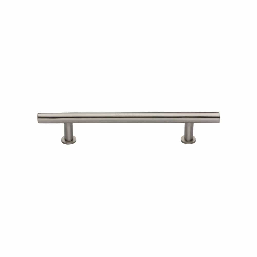 Heritage Brass Cabinet Hardware Satin Nickel / Cabinet Pull Handles / 128mm c/c Heritage Brass - Cabinet Pull T-Bar Design with 16mm Rose 128mm CTC Satin Nickel