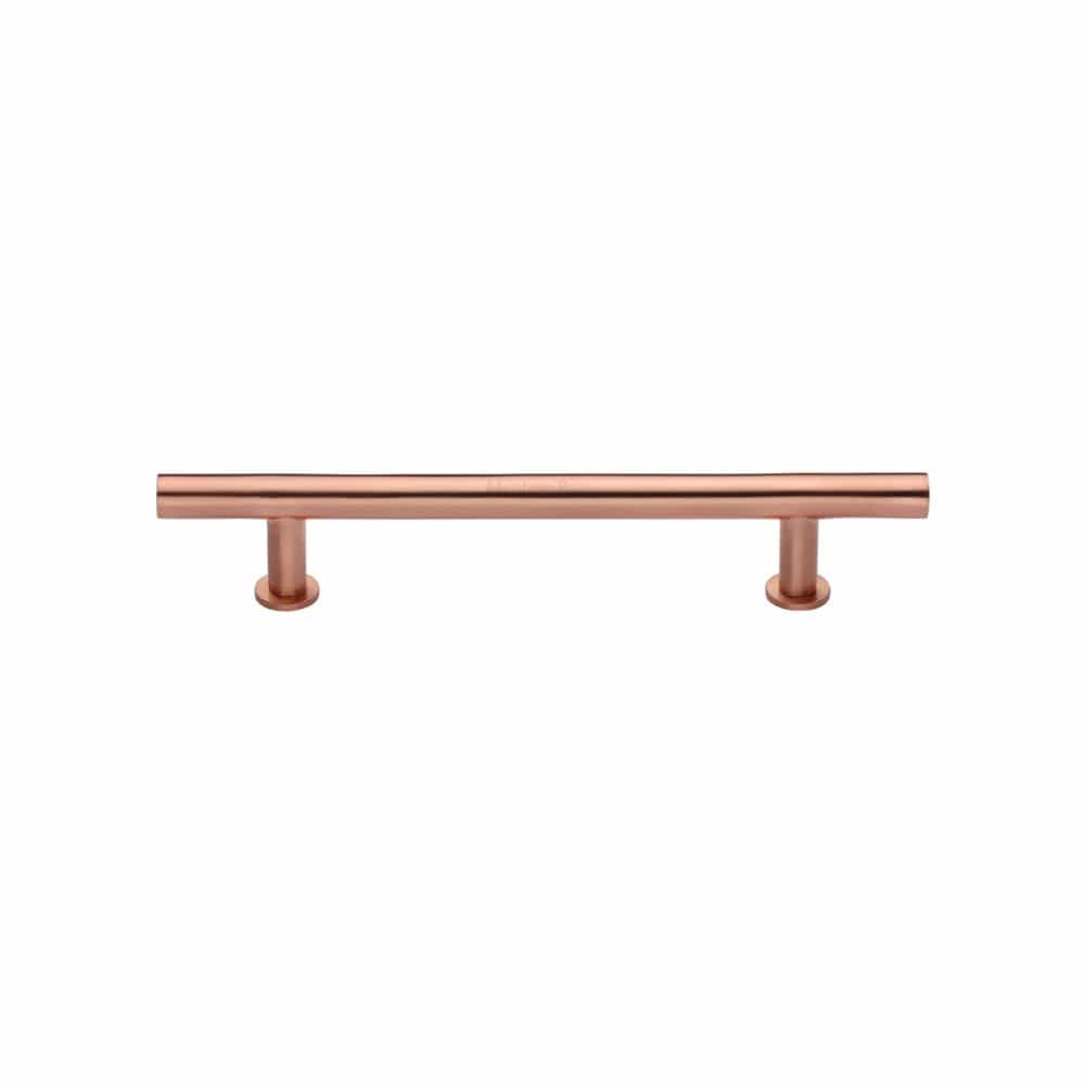 Heritage Brass Cabinet Hardware Satin Rose Gold / Cabinet Pull Handles / 128mm c/c Heritage Brass - Cabinet Pull T-Bar Design with 16mm Rose 128mm CTC Satin Rose Go