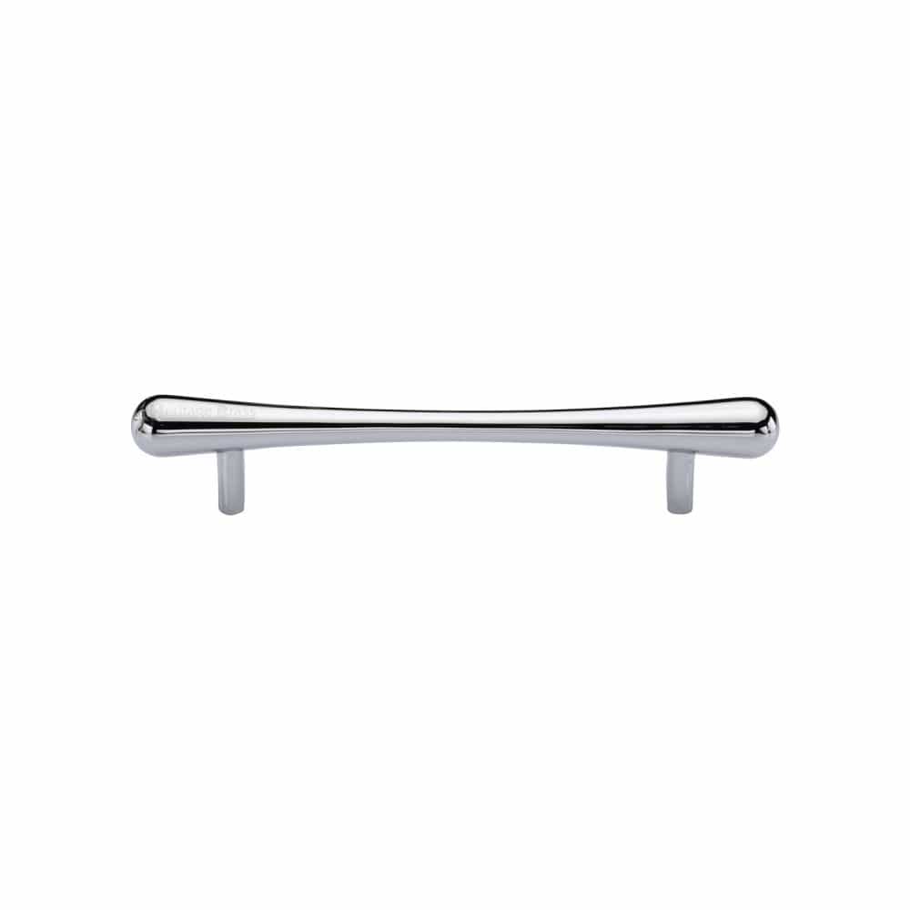 Heritage Brass Cabinet Hardware Polished Chrome / Cabinet Pull Handles / 128mm c/c Heritage Brass - Cabinet Pull T-Bar Raindrop Design 128mm CTC Polished Chrome Finish