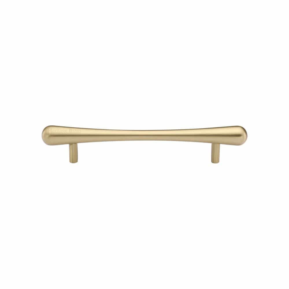 Heritage Brass Cabinet Hardware Satin Brass / Cabinet Pull Handles / 128mm c/c Heritage Brass - Cabinet Pull T-Bar Raindrop Design 128mm CTC Satin Brass Finish