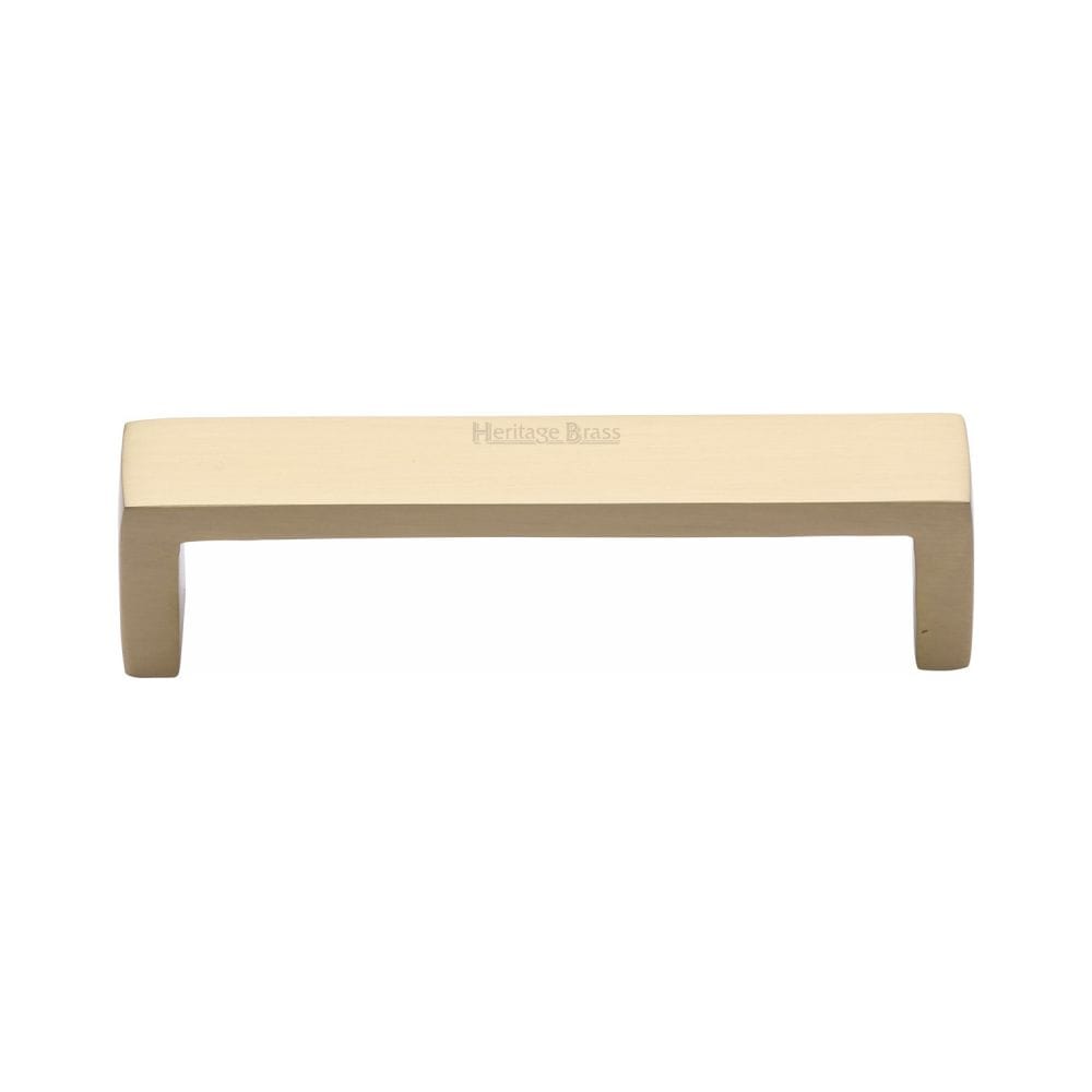Heritage Brass Cabinet Hardware Satin Brass / Cabinet Pull Handles / 101mm c/c Heritage Brass - Cabinet Pull Wide Metro Design 101mm CTC Satin Brass Finish