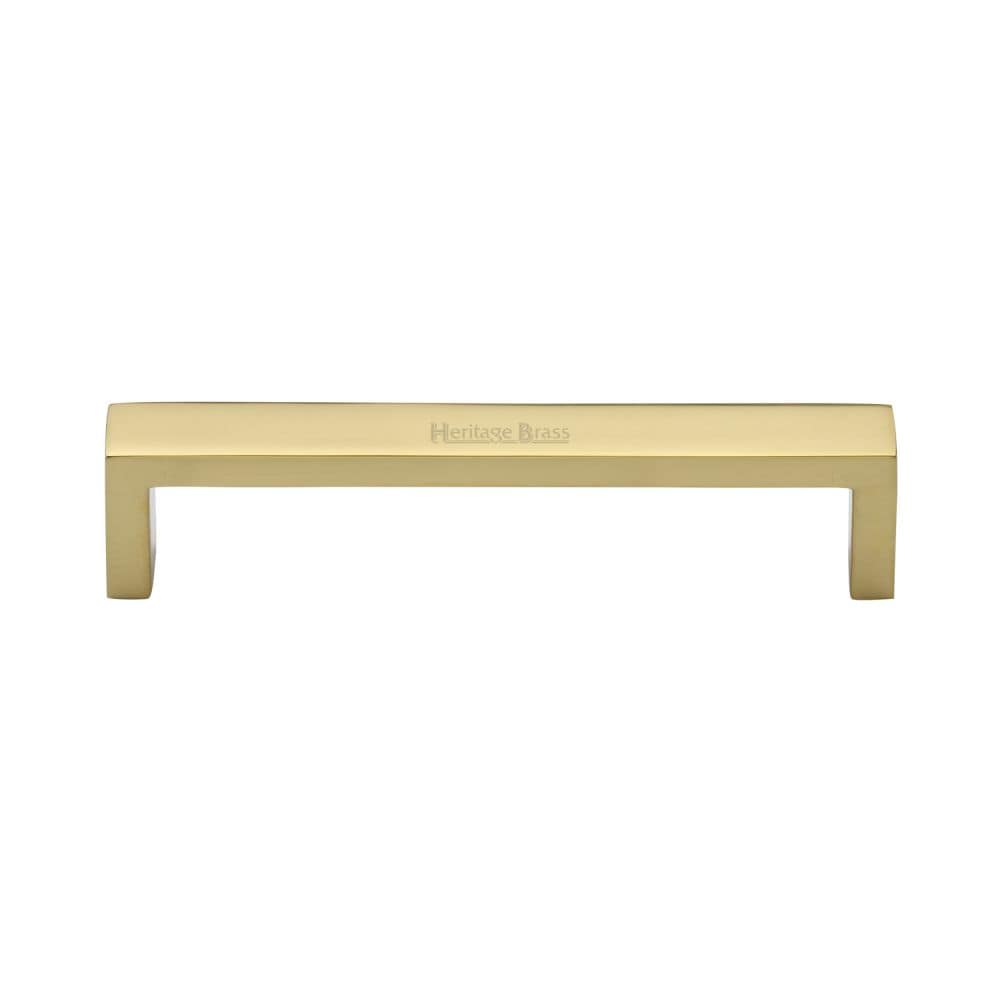 Heritage Brass Cabinet Hardware Polished Brass / Cabinet Pull Handles / 128mm c/c Heritage Brass - Cabinet Pull Wide Metro Design 128mm CTC Polished Brass Finish