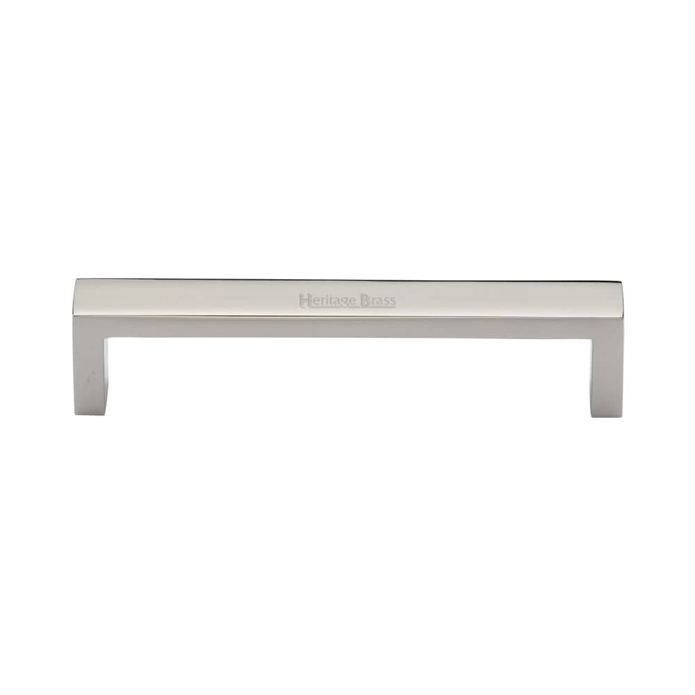 Heritage Brass Cabinet Hardware Polished Nickel / Cabinet Pull Handles / 128mm c/c Heritage Brass - Cabinet Pull Wide Metro Design 128mm CTC Polished Nickel Finish
