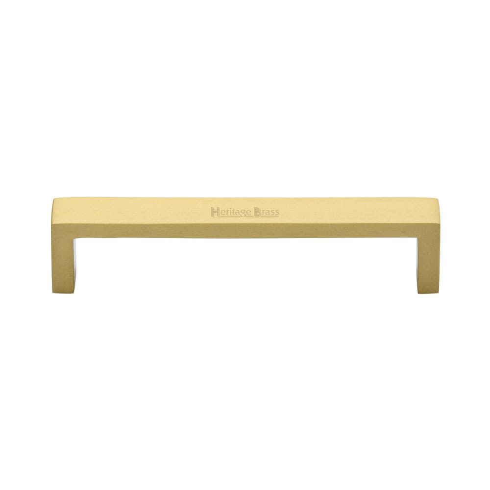 Heritage Brass Cabinet Hardware Satin Brass / Cabinet Pull Handles / 128mm c/c Heritage Brass - Cabinet Pull Wide Metro Design 128mm CTC Satin Brass Finish