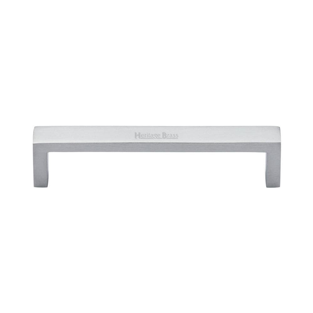 Heritage Brass Cabinet Hardware Satin Chrome / Cabinet Pull Handles / 128mm c/c Heritage Brass - Cabinet Pull Wide Metro Design 128mm CTC Satin Chrome Finish