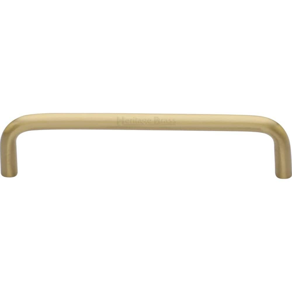 Heritage Brass Cabinet Hardware Satin Brass / Cabinet Pull Handles / 128mm c/c Heritage Brass - Cabinet Pull Wire Design 128mm CTC Satin Brass Finish