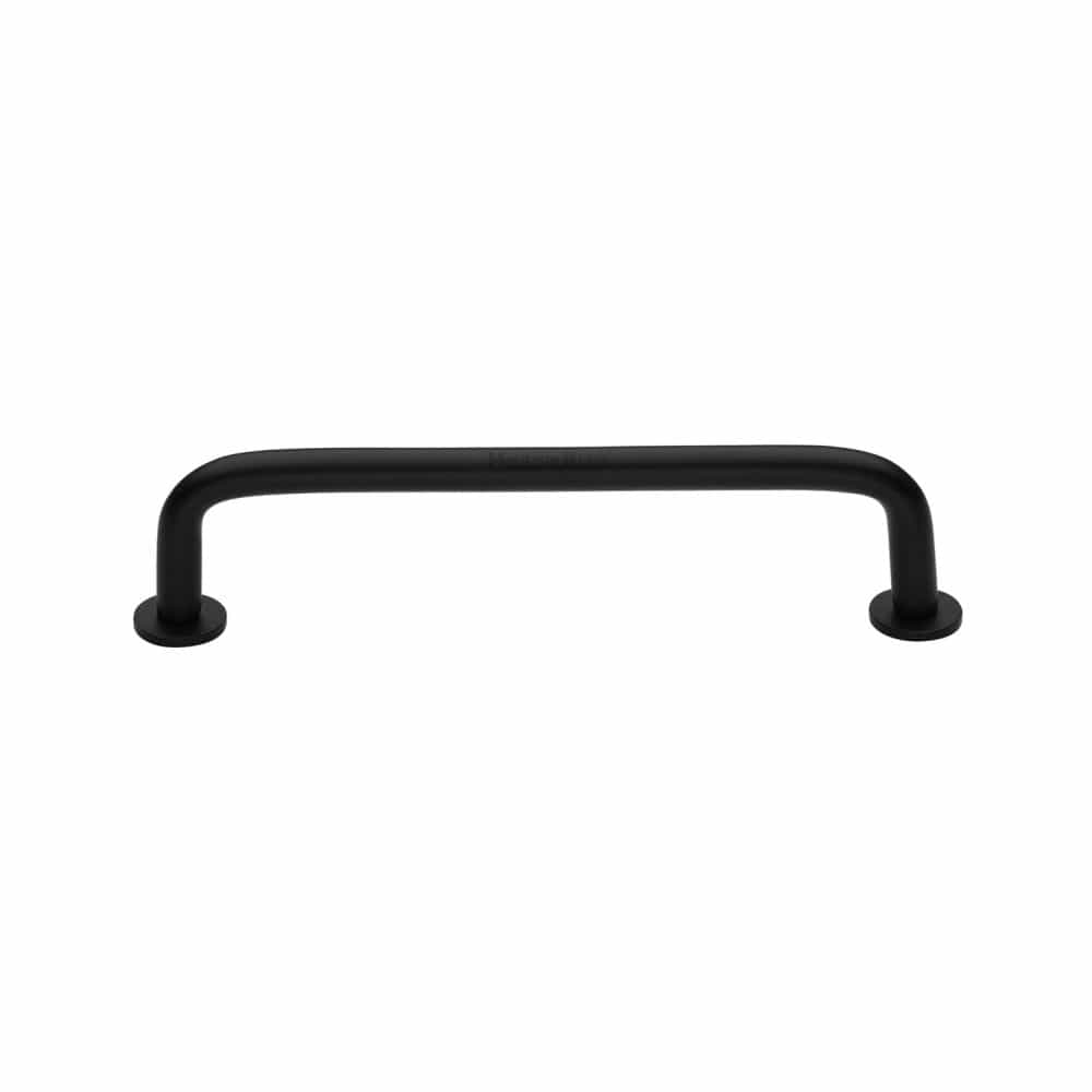 Heritage Brass Cabinet Hardware Matt Black / Cabinet Pull Handles / 128mm c/c Heritage Brass - Cabinet Pull Wire Design with 16mm Rose 128mm CTC Matt Black Fi