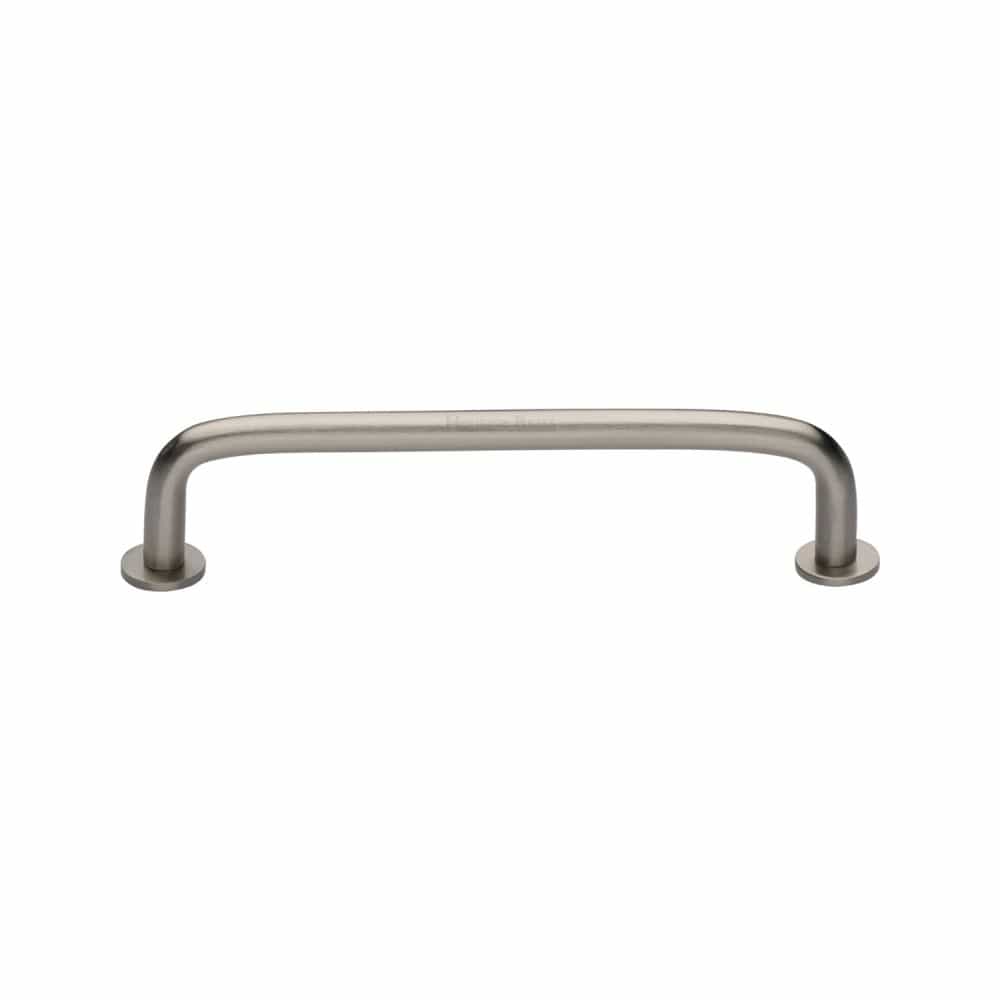 Heritage Brass Cabinet Hardware Satin Nickel / Cabinet Pull Handles / 128mm c/c Heritage Brass - Cabinet Pull Wire Design with 16mm Rose 128mm CTC Satin Nickel F