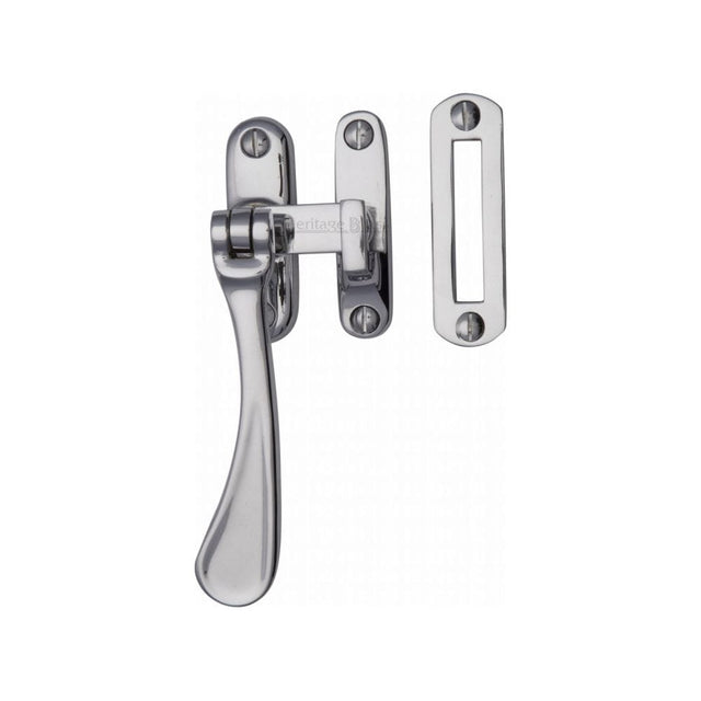 Heritage Brass Window Furniture Polished Chrome / No / Mortice & Hook Place Heritage Brass - Casement Window Fastener Spoon Pattern Polished Chrome Finish
