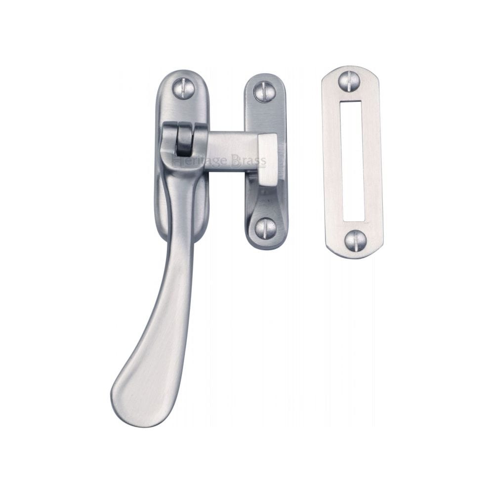 Heritage Brass Window Furniture Satin Chrome / No / Mortice & Hook Place Heritage Brass - Casement Window Fastener Spoon Pattern Satin Chrome Finish