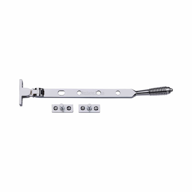 Heritage Brass Window Furniture Polished Chrome / 10"/250mm Heritage Brass - Casement Window Stay Reeded Design 10" Polished Chrome finish