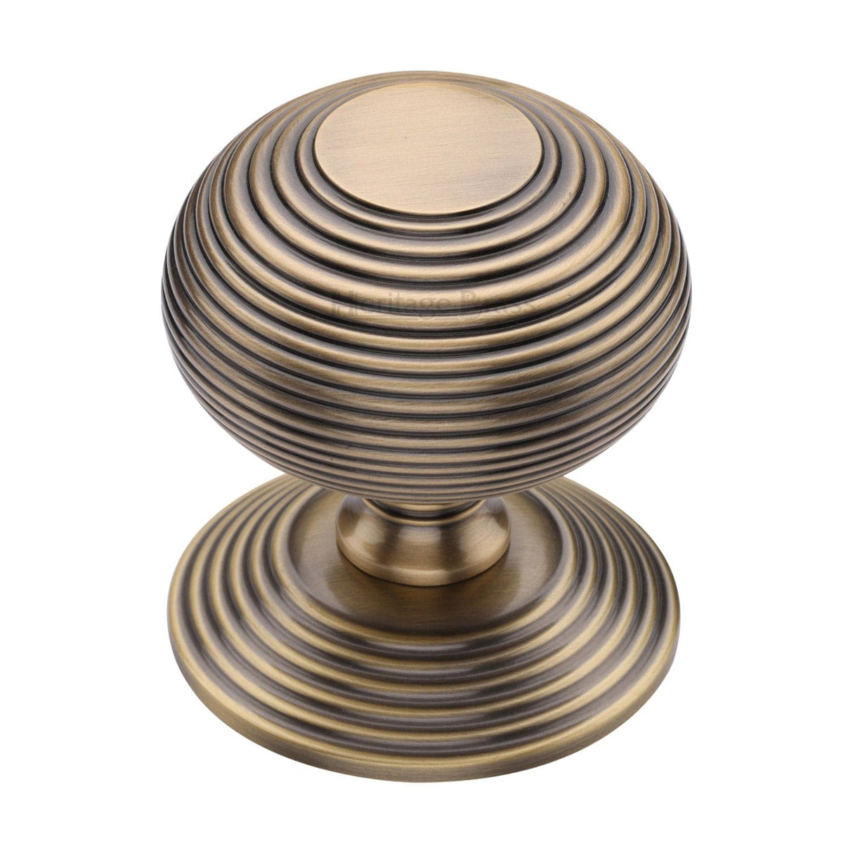 Heritage Brass Door Furniture Antique Brass / Beehive Centre Door Knob Heritage Brass - Centre Door Knob Reeded Design 3 1/2 Antique Brass Finish