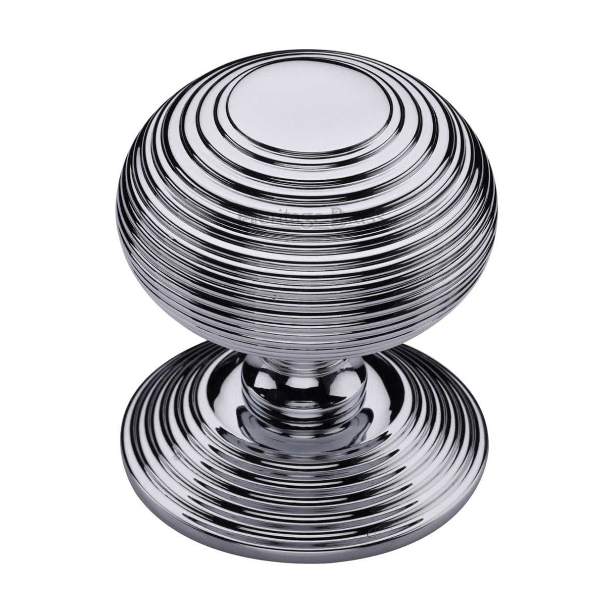 Heritage Brass Door Furniture Polished Chrome / Beehive Centre Door Knob Heritage Brass - Centre Door Knob Reeded Design 3 1/2 Polished Chrome Finish