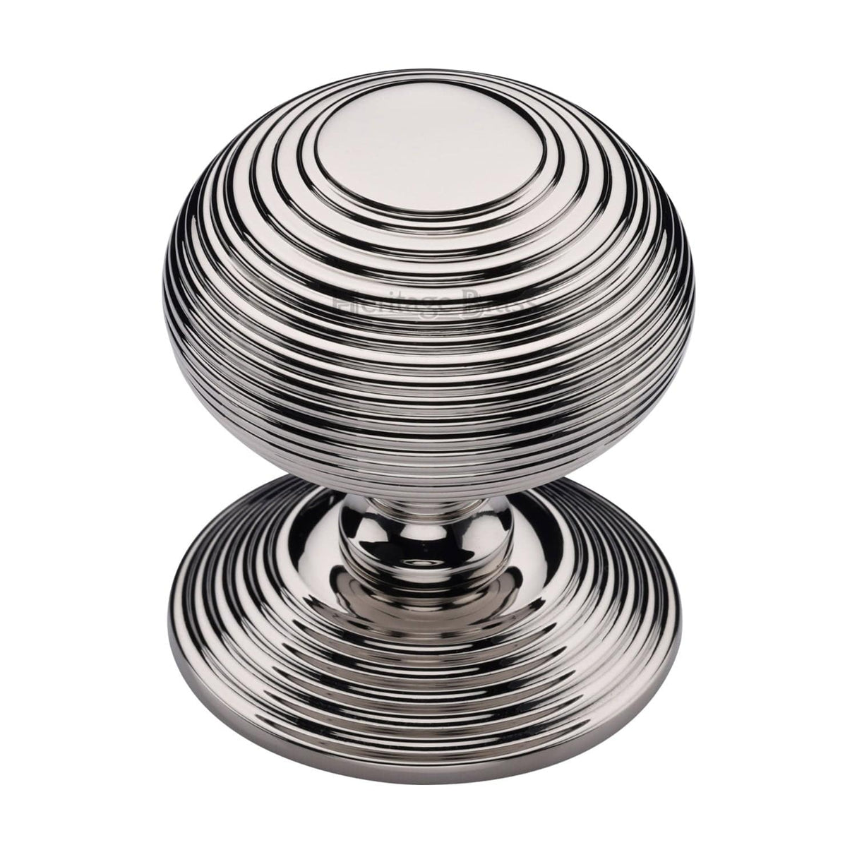 Heritage Brass Door Furniture Polished Nickel / Beehive Centre Door Knob Heritage Brass - Centre Door Knob Reeded Design 3 1/2 Polished Nickel Finish