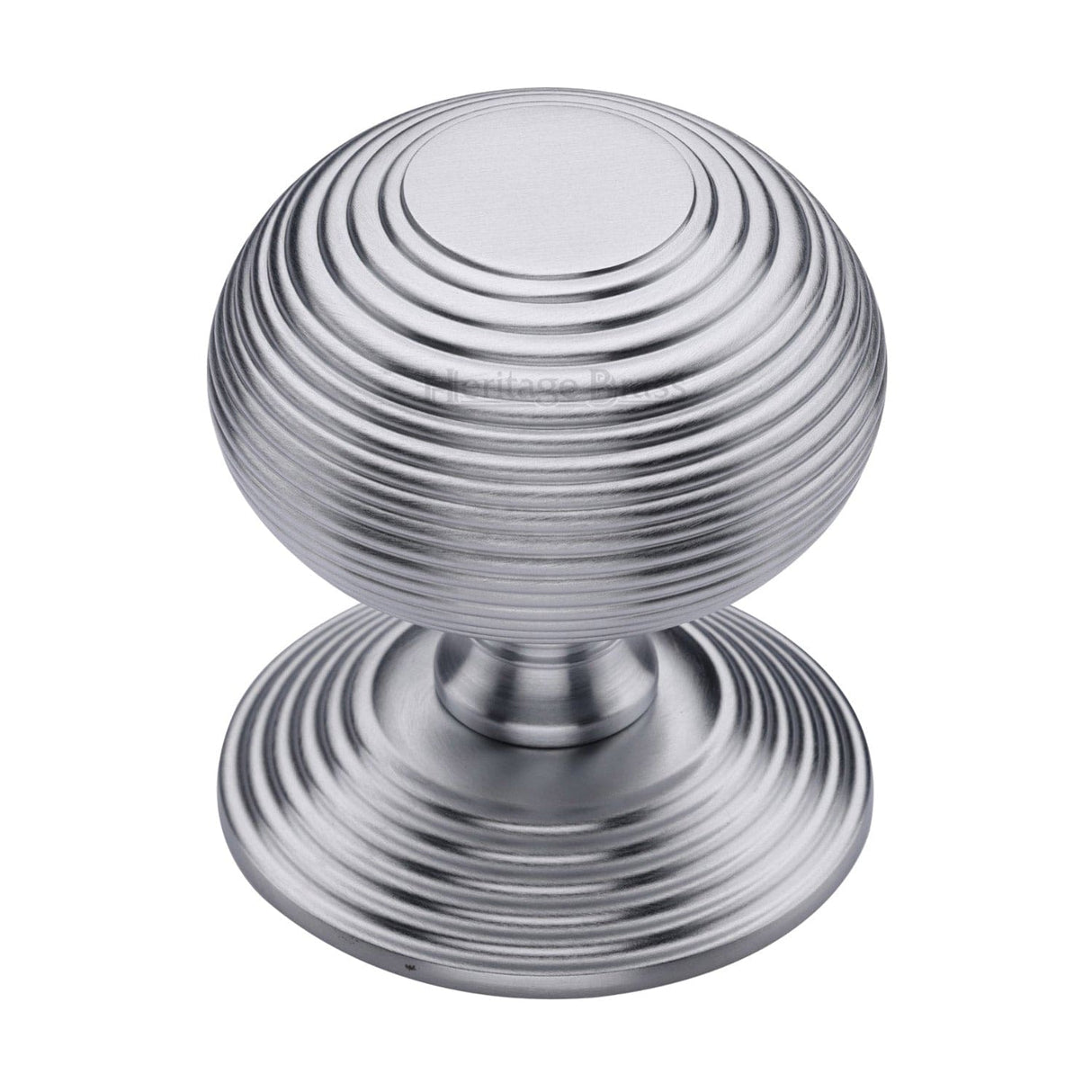 Heritage Brass Door Furniture Satin Chrome / Beehive Centre Door Knob Heritage Brass - Centre Door Knob Reeded Design 3 1/2 Satin Chrome Finish