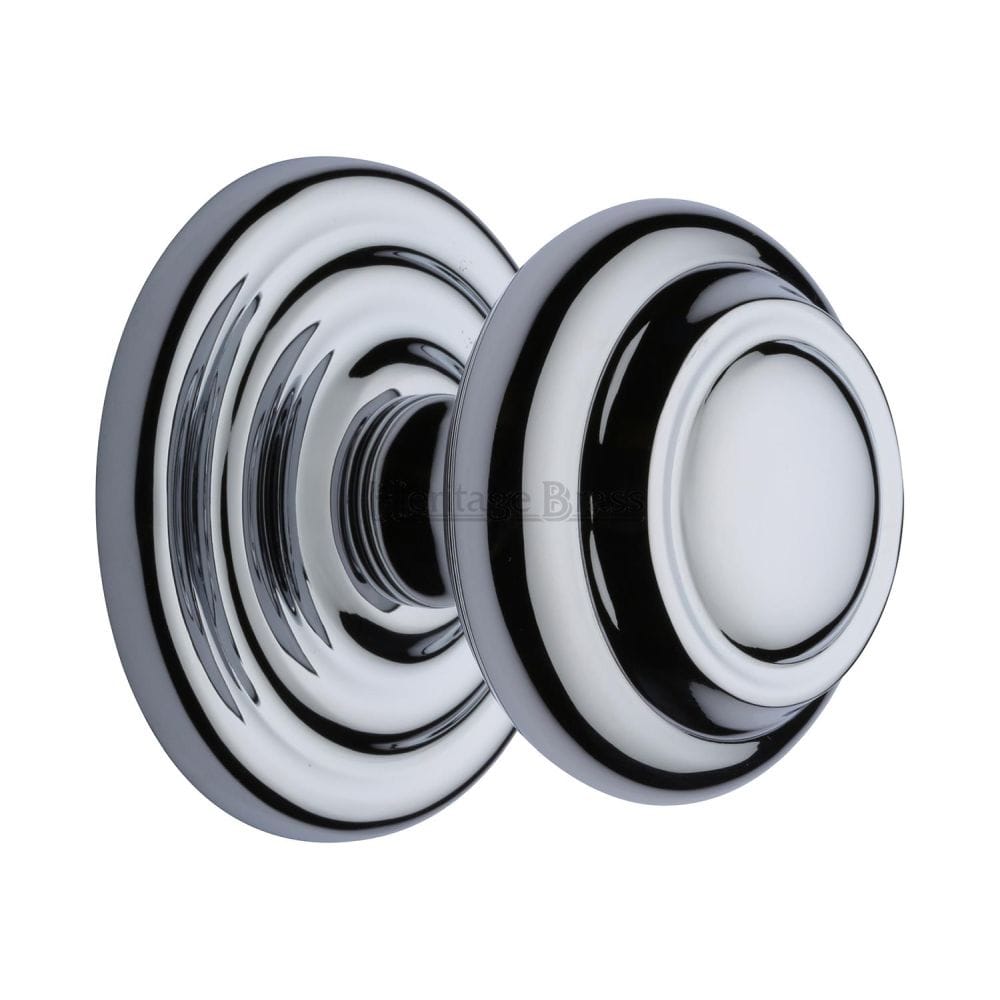 Heritage Brass Door Furniture Polished Chrome / Round Centre Door Knob Heritage Brass - Centre Door Knob Round Design 3 1/2" Polished Chrome Finish