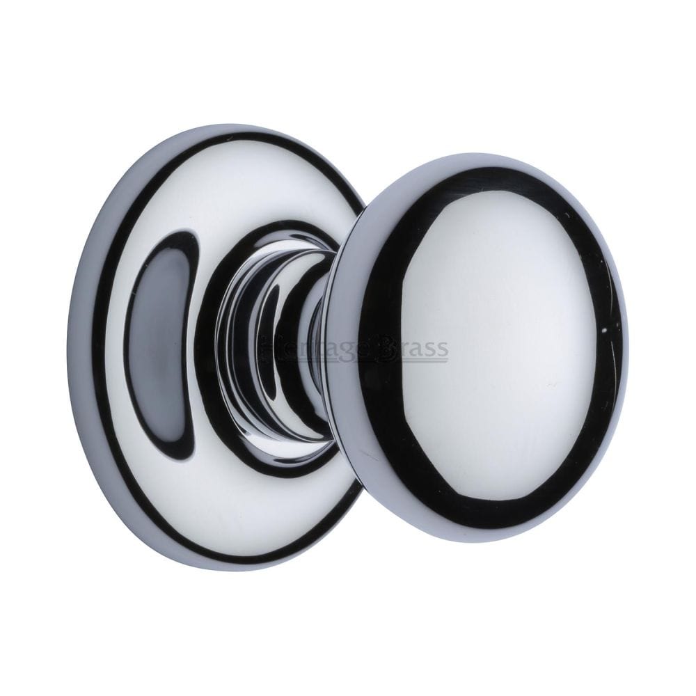 Heritage Brass Door Furniture Polished Chrome / Round Centre Door Knob Heritage Brass - Centre Door Knob Round Design 3" Polished Chrome Finish