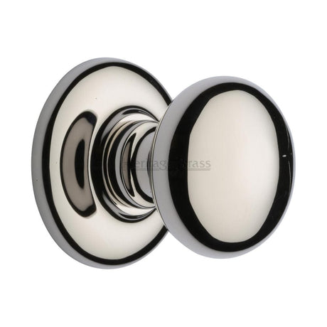 Heritage Brass Door Furniture Polished Nickel / Round Centre Door Knob Heritage Brass - Centre Door Knob Round Design 3" Polished Nickel Finish