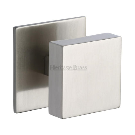 Heritage Brass Door Furniture Satin Nickel / Square Centre Door Knob Heritage Brass - Centre Door Knob Square Design 3" Satin Nickel Finish