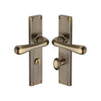Heritage Brass Door Furniture Antique Brass / Bathroom Lock Handles Heritage Brass - Charlbury Reeded Bathroom Set Antique Brass finish