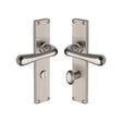 Heritage Brass Door Furniture Satin Nickel / Bathroom Lock Handles Heritage Brass - Charlbury Reeded Bathroom Set Satin Nickel finish