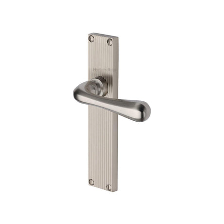 Heritage Brass Door Furniture Satin Nickel / Latch Handles Heritage Brass - Charlbury Reeded Lever Latch Satin Nickel finish